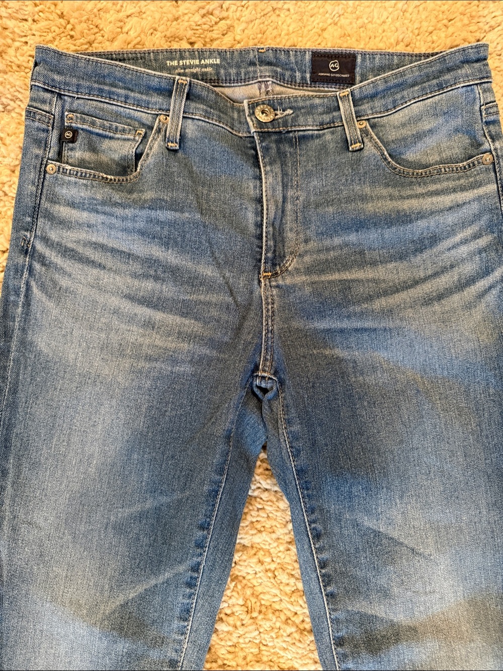 Ag Adriano Goldschmied Slim Straight Jeans in Light Blue Denim